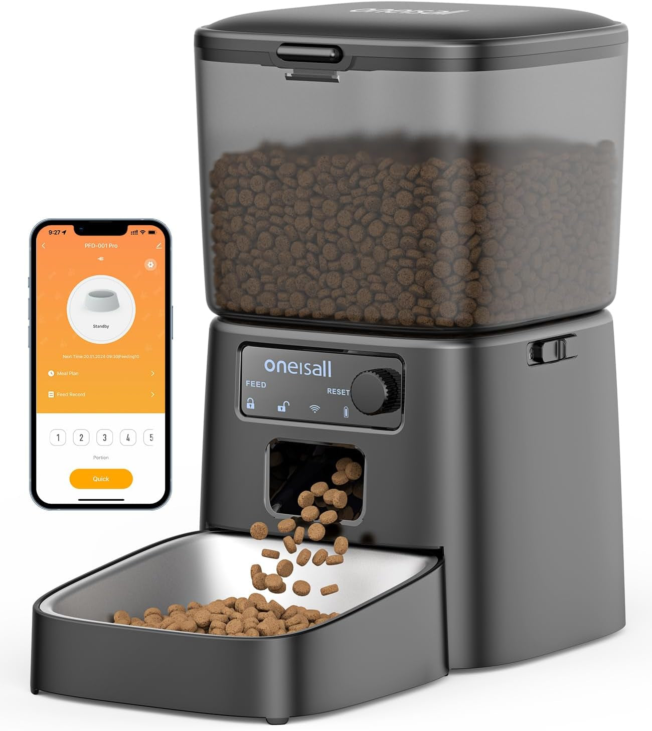 Automatic Cat Feeder, Wifi Cat Food Dispenser with App Control, Auto Cats Feeder Automatic for Dry Food, Smart Pet Food Dispenser with Portion Control for Small Pets Indoor