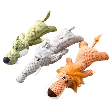 Squeaky Plush Dog Toy - Puppy Teething & Dental Cleaning Molar Toy