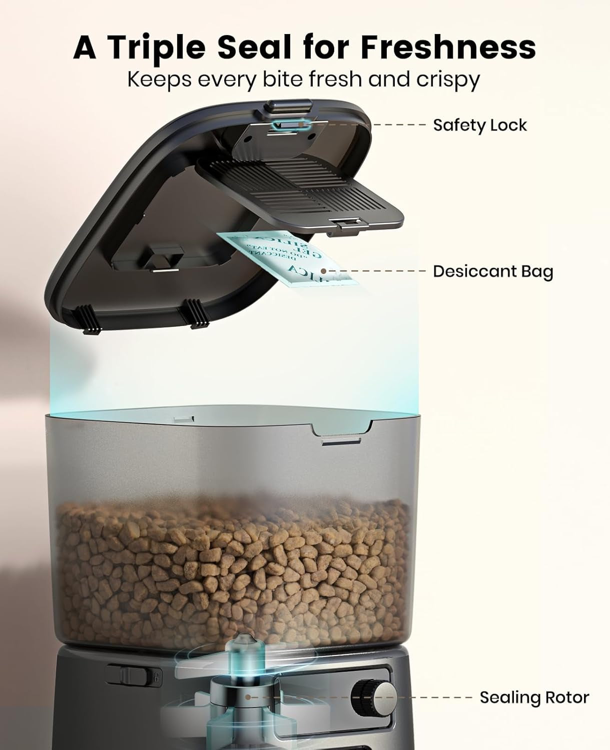 Automatic Cat Feeder, Wifi Cat Food Dispenser with App Control, Auto Cats Feeder Automatic for Dry Food, Smart Pet Food Dispenser with Portion Control for Small Pets Indoor